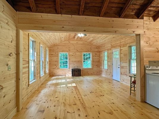 Empty room, Interior, Wooden Beams, Wooden Ceilings, Wood Texture Flooring, Wooden Walls