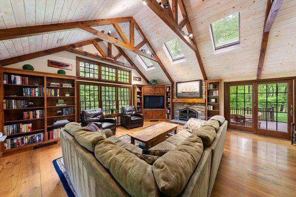Fireplace, Interior, Living room, Wooden Beams, Wooden Ceilings, Wood Texture Flooring