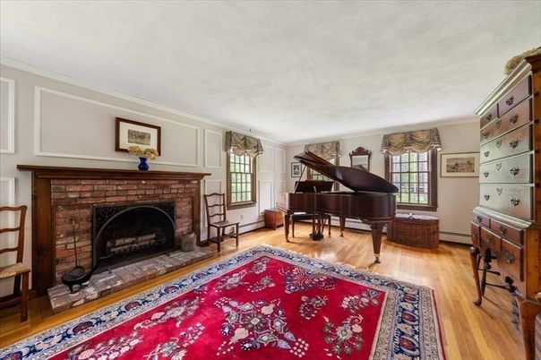 Fireplace, Interior, Piano, Wood Texture Flooring