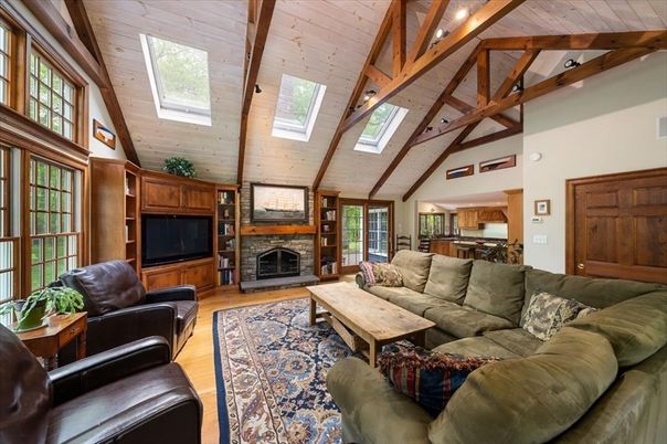 Fireplace, Interior, Living room, Wooden Beams, Wooden Ceilings, Wood Texture Flooring, Wooden Walls
