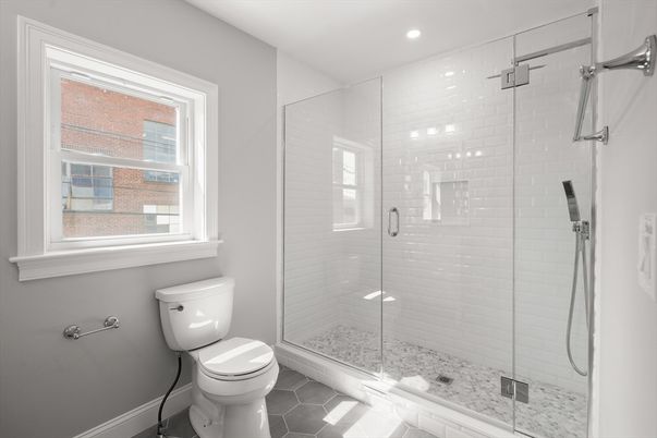 Bathroom, Glass Shower, Interior, Recessed Lighting