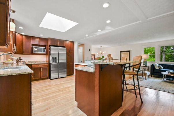 Interior, Kitchen, Living room, Pendant Lights, Recessed Lighting, Stainless Steel Appliances, Wood Texture Flooring