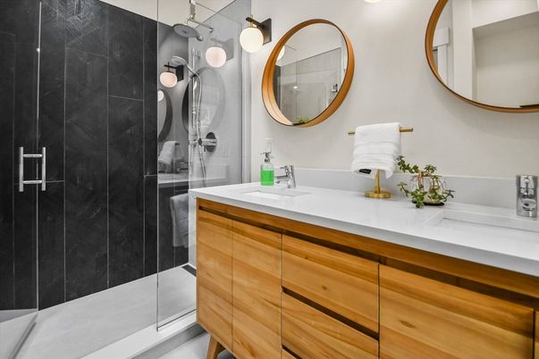 Bathroom, Dual Sink Vanities, Glass Shower, Interior