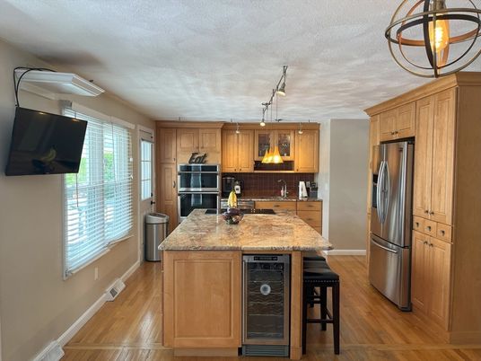 Interior, Kitchen, Stainless Steel Appliances, Wood Texture Flooring