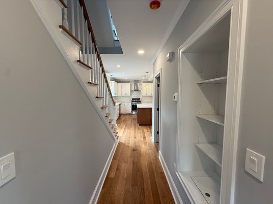 Interior, Kitchen, Recessed Lighting, Wood Texture Flooring