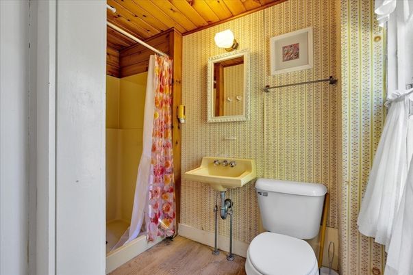 Bathroom, Interior, Wooden Ceilings, Wood Texture Flooring