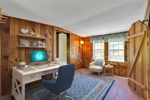 Home Office, Interior, Wood Texture Flooring, Wooden Walls