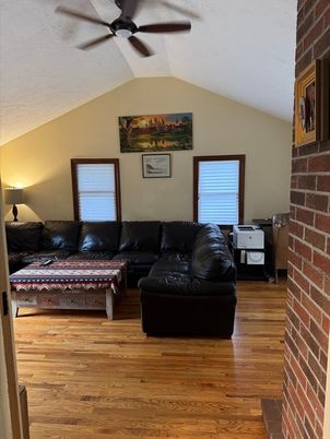Interior, Living room, Stone Walls, Wood Texture Flooring