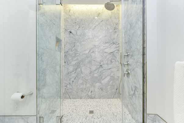 Bathroom, Glass Shower, Interior, Marble Walls
