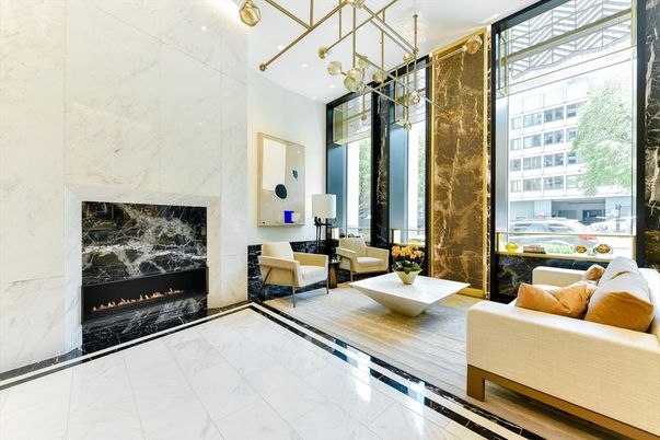 Fireplace, Interior, Living room, Marble Walls, Pendant Lights