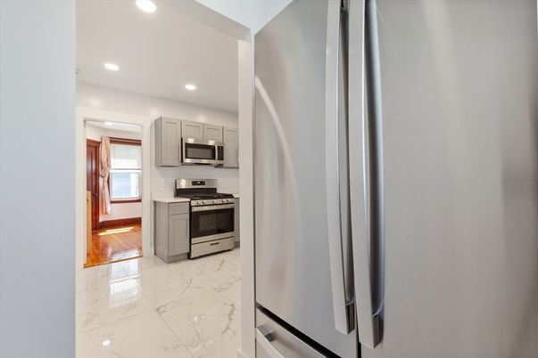 Interior, Kitchen, Marble, Recessed Lighting, Stainless Steel Appliances