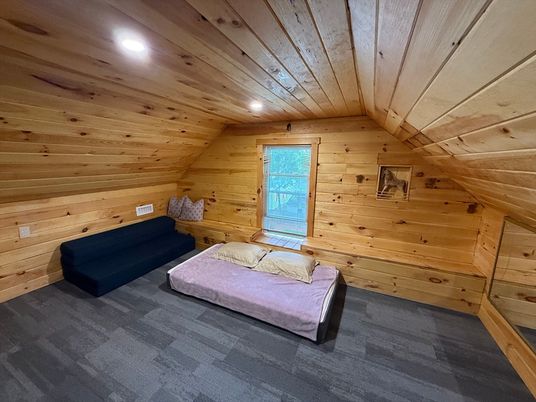 Bedroom, Interior, Recessed Lighting, Wooden Ceilings, Wooden Walls