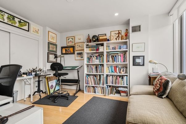 Home Office, Interior, Recessed Lighting, Wood Texture Flooring