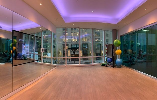 Fitness Equipment, Interior, Recessed Lighting, Wood Texture Flooring