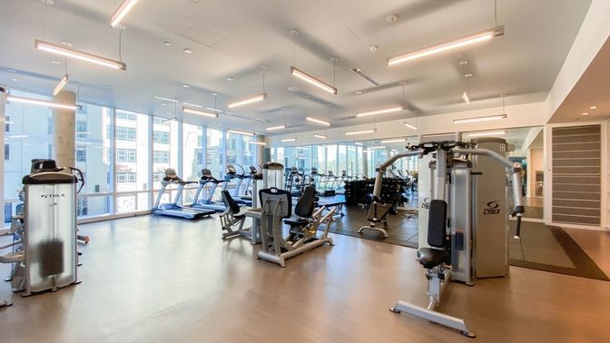 Fitness Equipment, Gym, Interior, Recessed Lighting