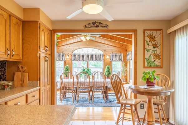 Dining room, Interior, Wood Texture Flooring, Wooden Walls