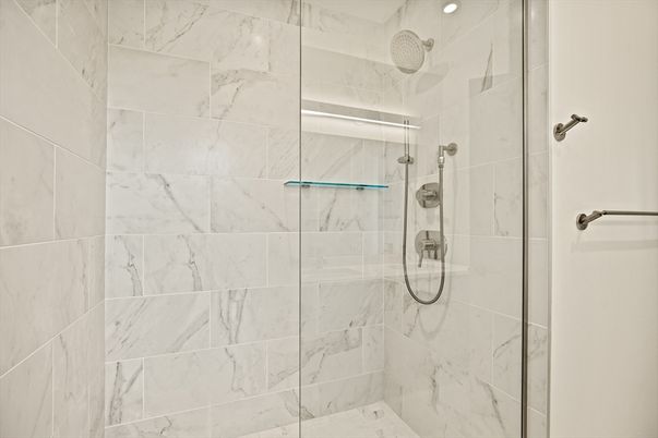 Bathroom, Glass Shower, Interior, Marble Walls