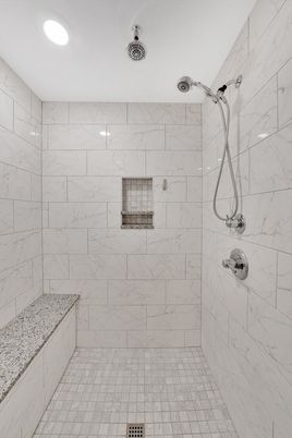 Bathroom, Interior, Marble Walls, Recessed Lighting
