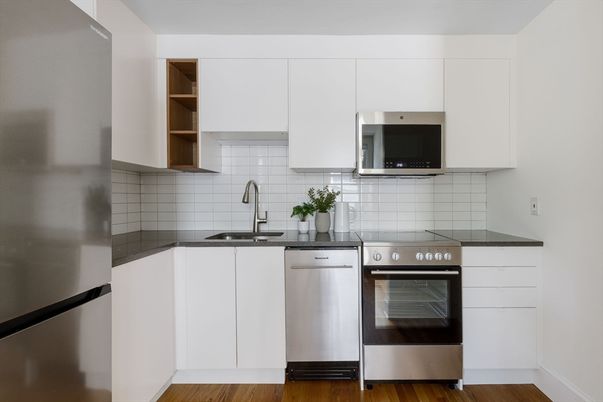 Interior, Kitchen, Stainless Steel Appliances, Wood Texture Flooring