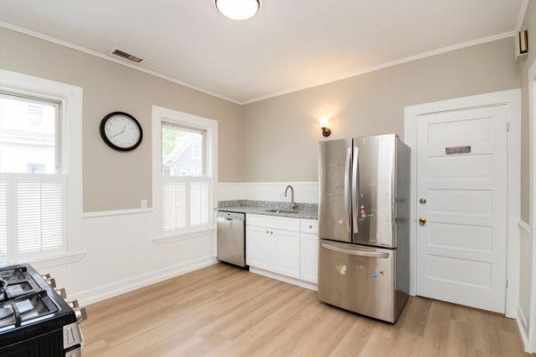Interior, Kitchen, Stainless Steel Appliances, Wood Texture Flooring