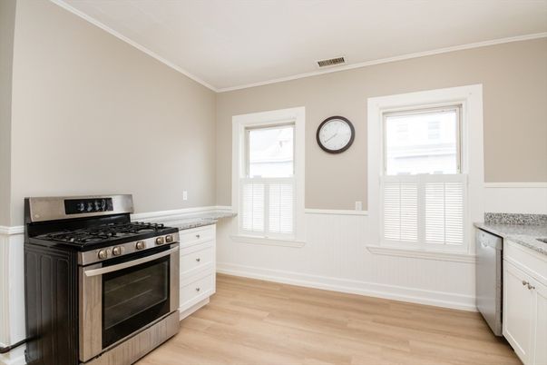 Interior, Kitchen, Stainless Steel Appliances, Wood Texture Flooring