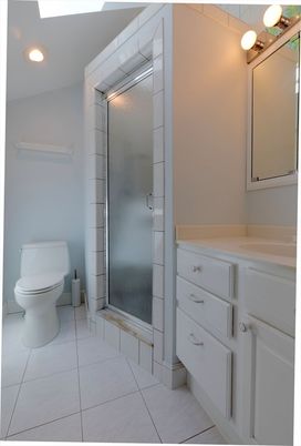 Bathroom, Glass Shower, Interior, Recessed Lighting