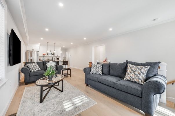 Interior, Kitchen, Living room, Pendant Lights, Recessed Lighting, Stainless Steel Appliances, Wood Texture Flooring