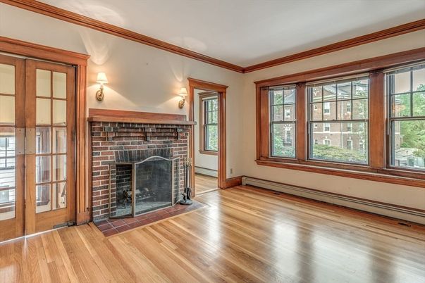 Empty room, Fireplace, Interior, Wood Texture Flooring