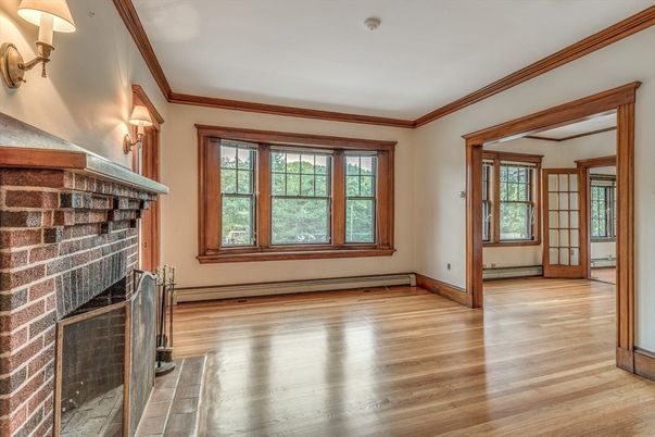 Empty room, Fireplace, Interior, Wood Texture Flooring
