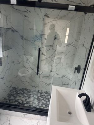 Bathroom, Glass Shower, Interior, Marble, Marble Walls