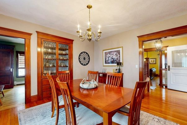 Chandelier, Dining room, Interior, Wood Texture Flooring