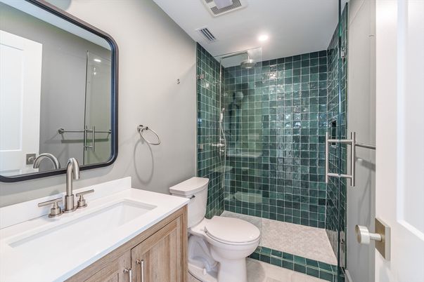 Bathroom, Glass Shower, Interior, Recessed Lighting
