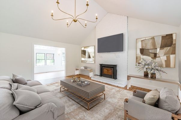 Chandelier, Fireplace, Interior, Living room, Wood Texture Flooring