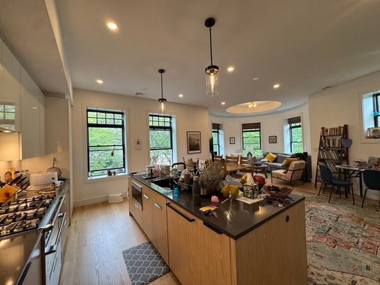 Dining room, Interior, Kitchen, Living room, Pendant Lights, Recessed Lighting, Wood Texture Flooring