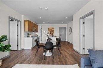 Dining room, Interior, Kitchen, Recessed Lighting, Wood Texture Flooring