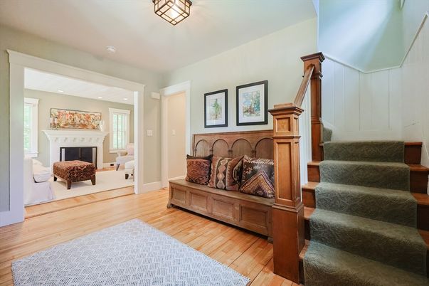 Fireplace, Interior, Recessed Lighting, Wood Texture Flooring