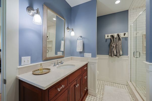 Bathroom, Glass Shower, Interior, Recessed Lighting