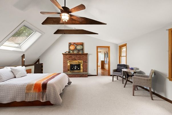 Bedroom, Fireplace, Interior, Wooden Beams