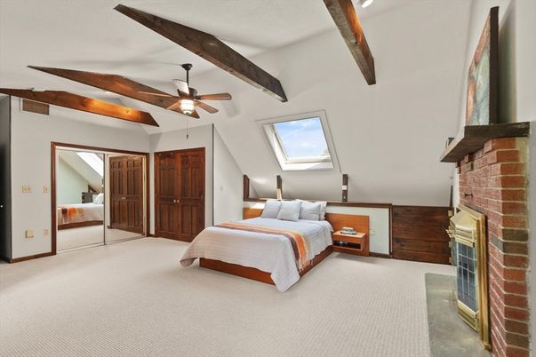 Bedroom, Fireplace, Interior, Wooden Beams