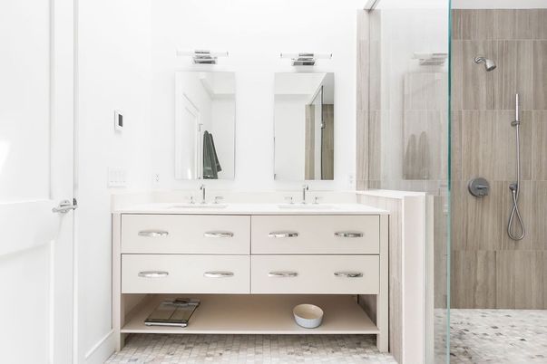 Bathroom, Dual Sink Vanities, Glass Shower, Interior