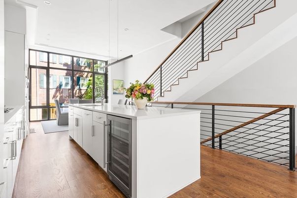 Interior, Kitchen, Pendant Lights, Recessed Lighting, Wood Texture Flooring