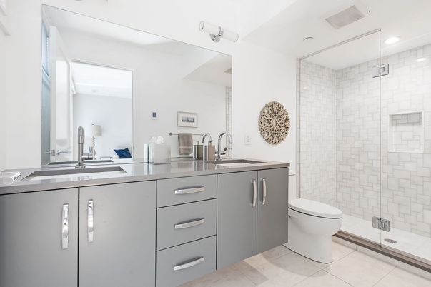 Bathroom, Glass Shower, Interior, Recessed Lighting