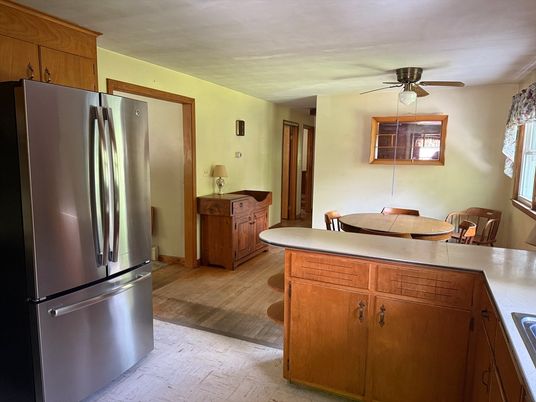 Dining room, Interior, Kitchen, Stainless Steel Appliances, Wood Texture Flooring