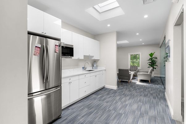Dining room, Interior, Kitchen, Living room, Recessed Lighting, Stainless Steel Appliances, Wood Texture Flooring
