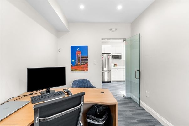 Home Office, Interior, Recessed Lighting, Wood Texture Flooring