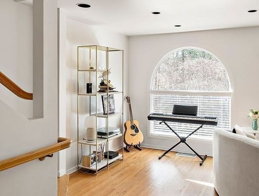 Home Office, Interior, Recessed Lighting, Wood Texture Flooring