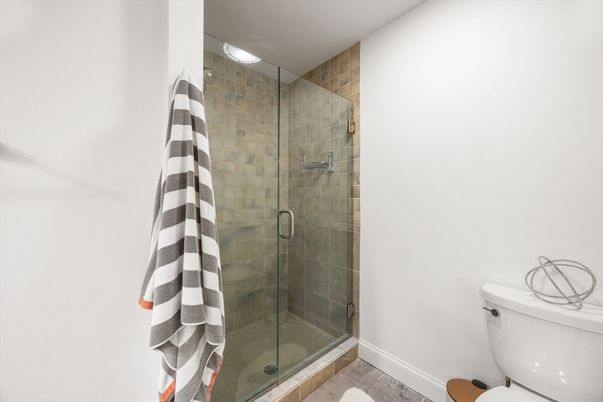Bathroom, Glass Shower, Interior, Recessed Lighting