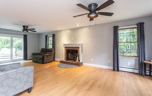 Fireplace, Interior, Recessed Lighting, Wood Texture Flooring