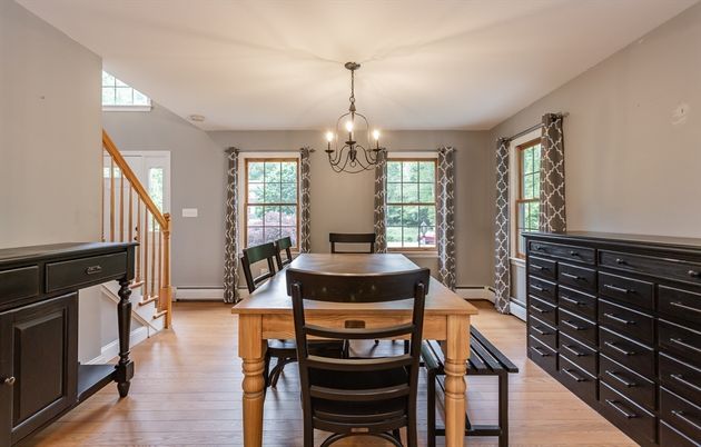 Chandelier, Dining room, Interior, Wood Texture Flooring