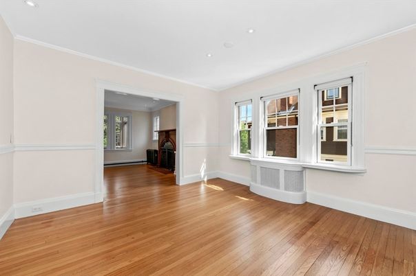 Empty room, Fireplace, Interior, Recessed Lighting, Wood Texture Flooring